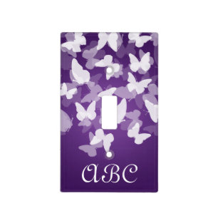 Butterflies Monogram Purple Light Switch Cover