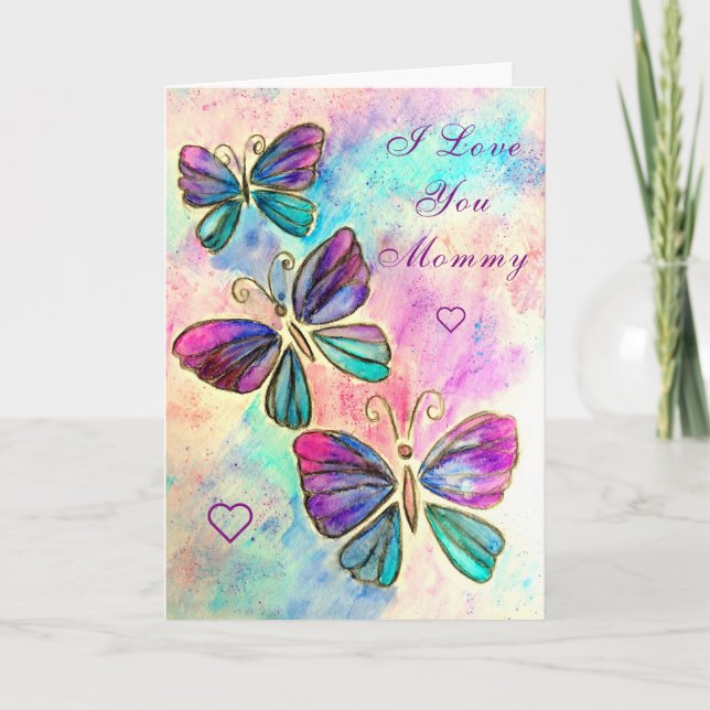 Butterflies Mother's Day Card - I Love You Mommy (Front)