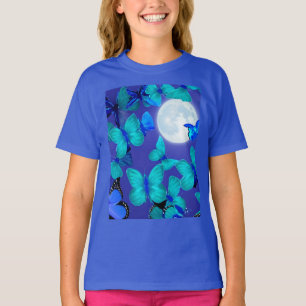 Butterflies & Moths in a Blue Moonlit Sky Kid's T-Shirt