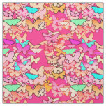 Butterflies, multi and deep pink fabric