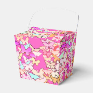 Butterflies, multi and deep pink favor boxes