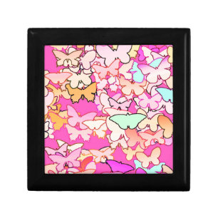 Butterflies, multi and deep pink jewelry box