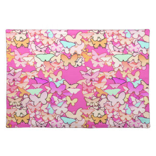 Butterflies, multi and deep pink placemat