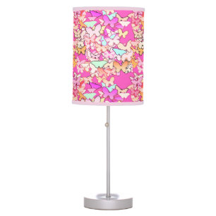 Butterflies, multi and deep pink table lamp