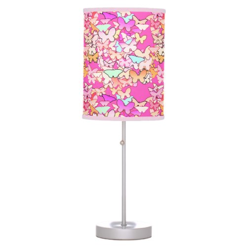 Butterflies multi and deep pink table lamp