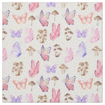 Butterflies & Mushrooms on White