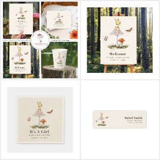 Butterflies & Mushrooms Woodland Girl Baby Shower