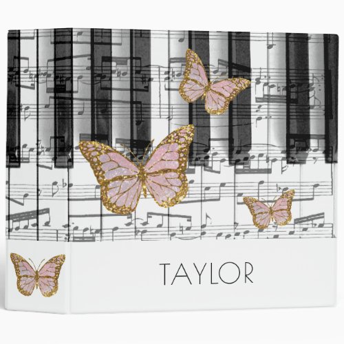 butterflies music piano 3 ring binder