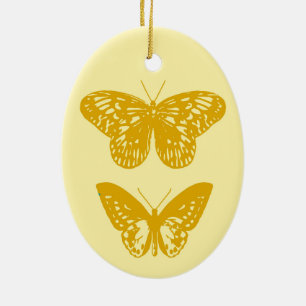 Butterflies Mustard Gold and Yellow Ceramic Ornament