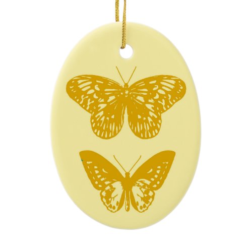 Butterflies Mustard Gold and Yellow  Ceramic Ornament