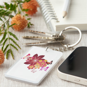 Butterflies n Flowers Keychain