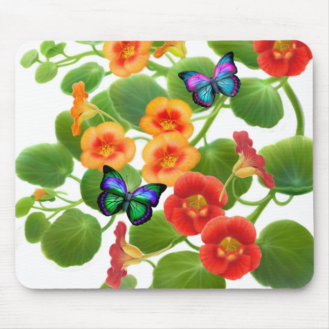Butterflies & Nasturtiums Mousepad (Front)