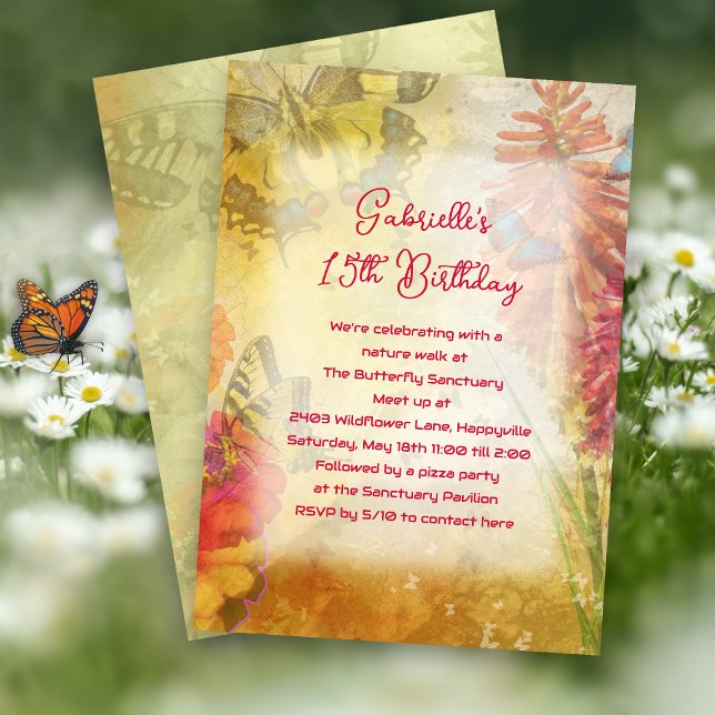Butterflies Nature Themed Birthday Party Invitation (Creator Uploaded)