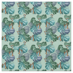Butterflies of Paradise Tropical Splash in Blues, Fabric