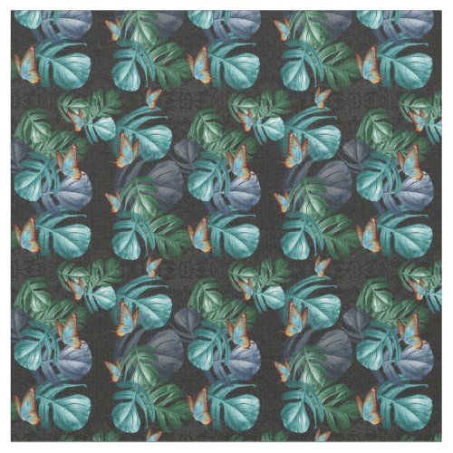 Butterflies of Paradise Tropical Splash in Blues Fabric