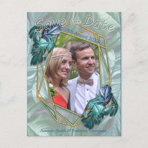 Butterflies of ParadiseTropical Turquoise Splash Announcement Postcard