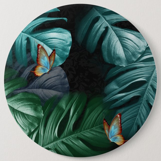 Butterflies of Paradise/Tropical Turquoise Splash Button (Front)