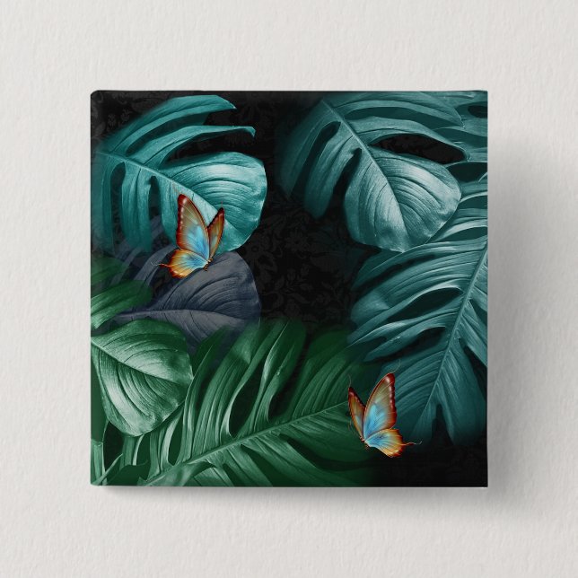 Butterflies of Paradise/Tropical Turquoise Splash Button (Front)