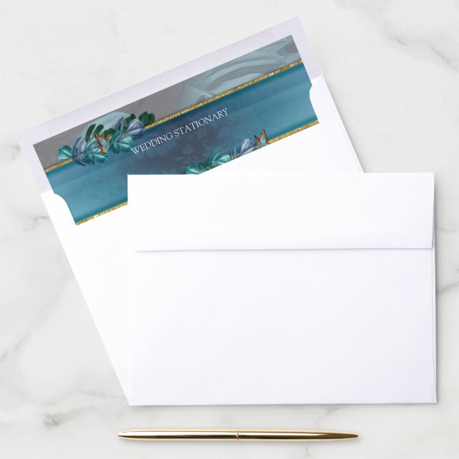 Butterflies of Paradise/Tropical Turquoise Splash Envelope Liner (Desk)