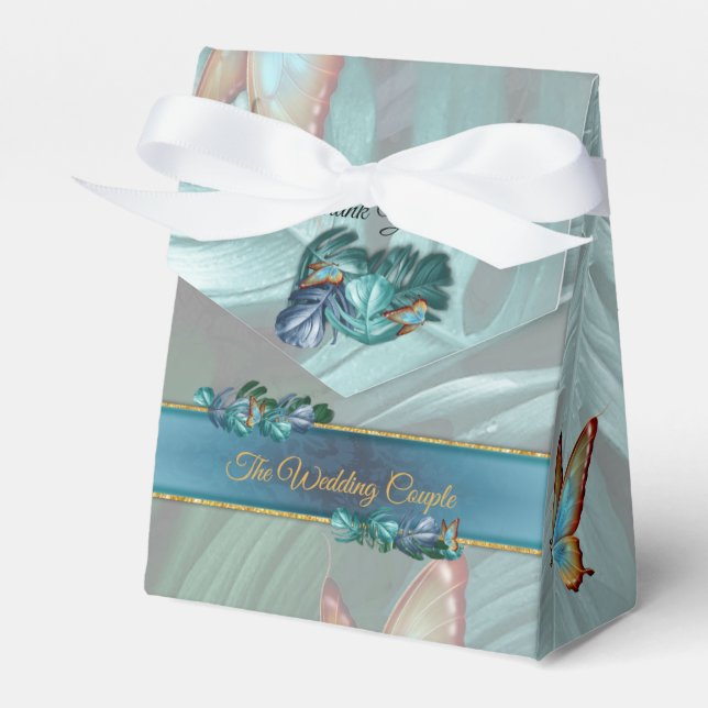 Butterflies of Paradise/Tropical Turquoise Splash Favor Boxes (Front Side)