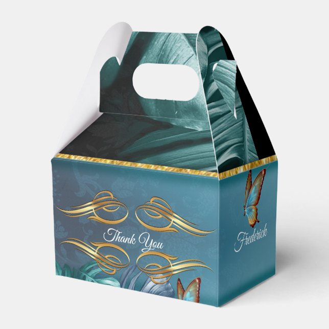 Butterflies of Paradise/Tropical Turquoise Splash Favor Boxes (Front Side)