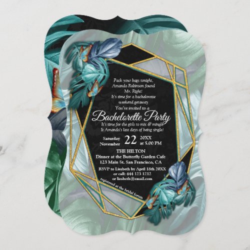 Butterflies of ParadiseTropical Turquoise Splash Invitation