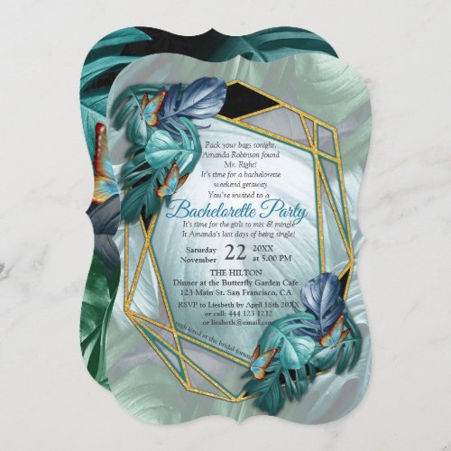 Butterflies of ParadiseTropical Turquoise Splash Invitation