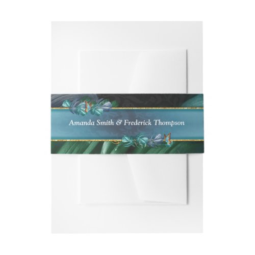 Butterflies of ParadiseTropical Turquoise Splash Invitation Belly Band