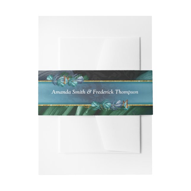 Butterflies of Paradise/Tropical Turquoise Splash Invitation Belly Band (Front Example)