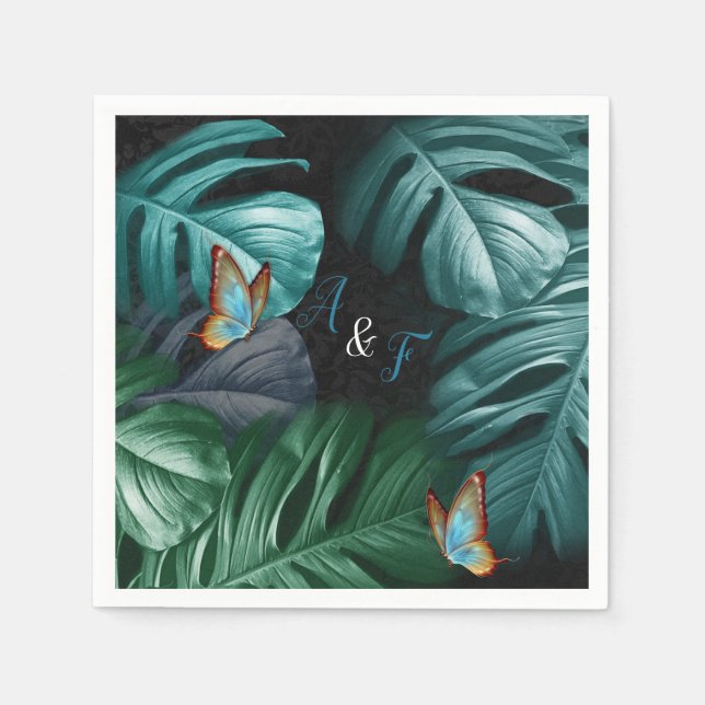 Butterflies of Paradise/Tropical Turquoise Splash Napkins (Front)