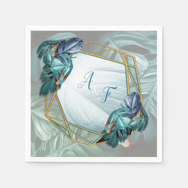 Butterflies of Paradise/Tropical Turquoise Splash Napkins (Front)