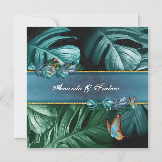 Butterflies of Paradise/Tropical Turquoise Splash Note Card (Front)