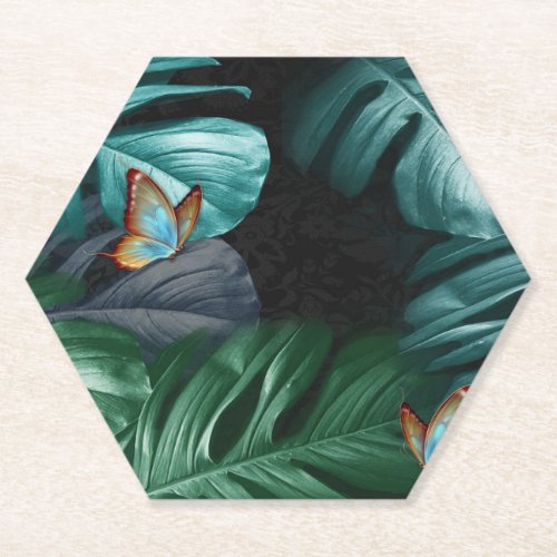 Butterflies of ParadiseTropical Turquoise Splash Paper Coaster
