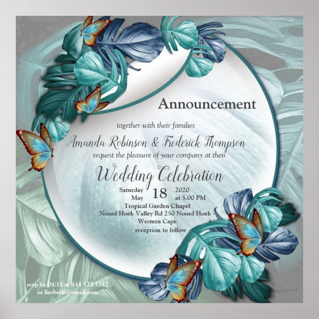 Butterflies of Paradise/Tropical Turquoise Splash Poster (Front)