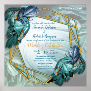 Butterflies of Paradise/Tropical Turquoise Splash Poster