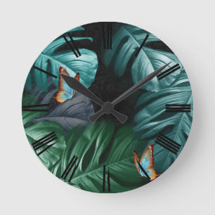 Butterflies of Paradise/Tropical Turquoise Splash Round Clock