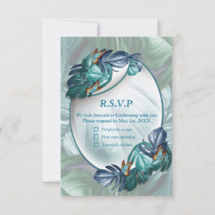 Butterflies of Paradise/Tropical Turquoise Splash RSVP Card