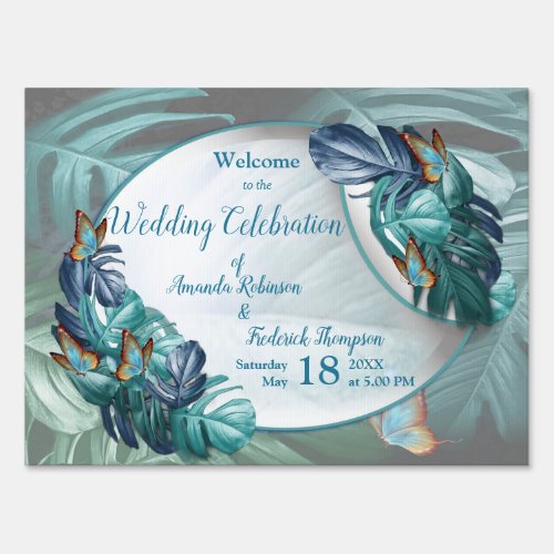 Butterflies of ParadiseTropical Turquoise Splash Sign