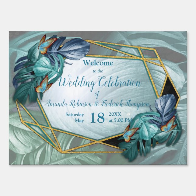 Butterflies of Paradise/Tropical Turquoise Splash Sign (Front)
