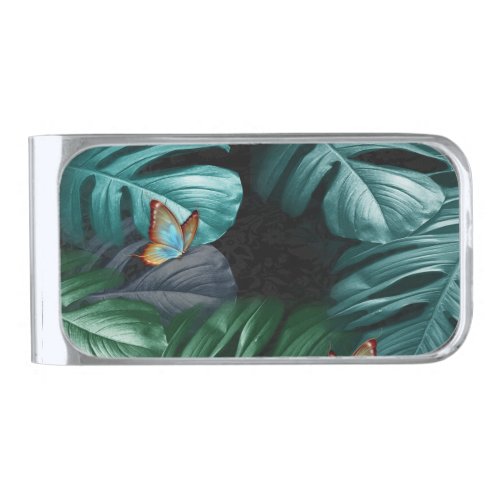 Butterflies of ParadiseTropical Turquoise Splash Silver Finish Money Clip