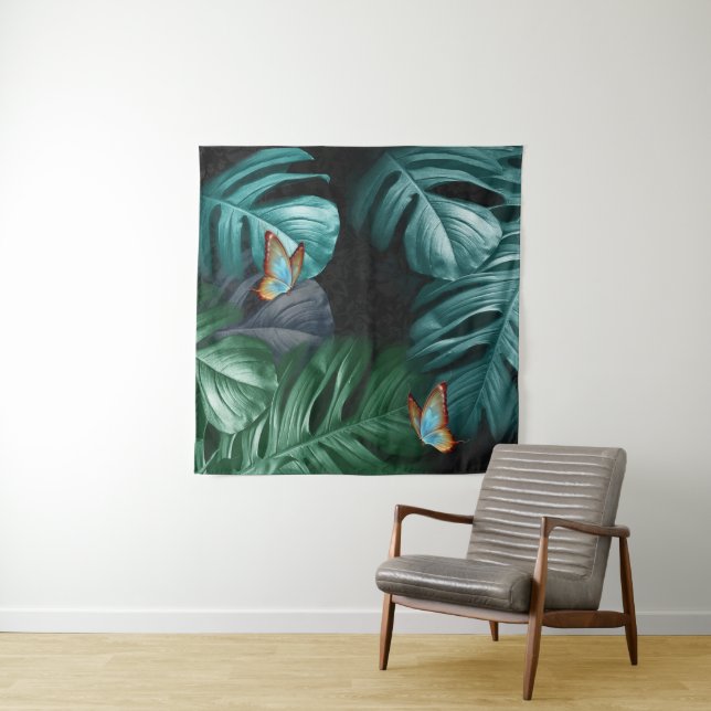 Butterflies of Paradise/Tropical Turquoise Splash Tapestry (In Situ)