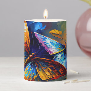 Butterflies Oil Painting Style - Butterfly Pillar Candle