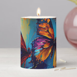 Butterflies Oil Painting Style - Butterfly Pillar Candle