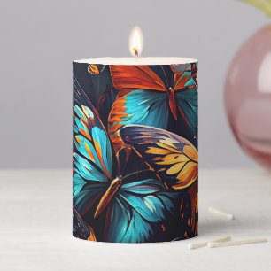 Butterflies Oil Painting Style - Butterfly Pillar Candle