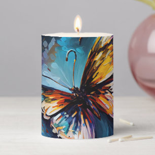 Butterflies Oil Painting Style - Butterfly Pillar Candle