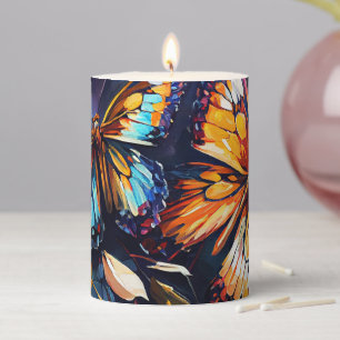 Butterflies Oil Painting Style - Butterfly Pillar Candle