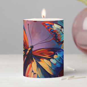 Butterflies Oil Painting Style - Butterfly Pillar Candle