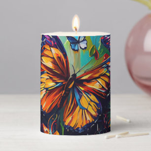 Butterflies Oil Painting Style - Butterfly Pillar  Candle