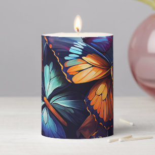 Butterflies Oil Painting Style - Butterfly Pillar Candle