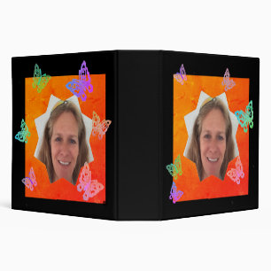Butterflies on 1974 Orange on Black Small Sun Fram 3 Ring Binder